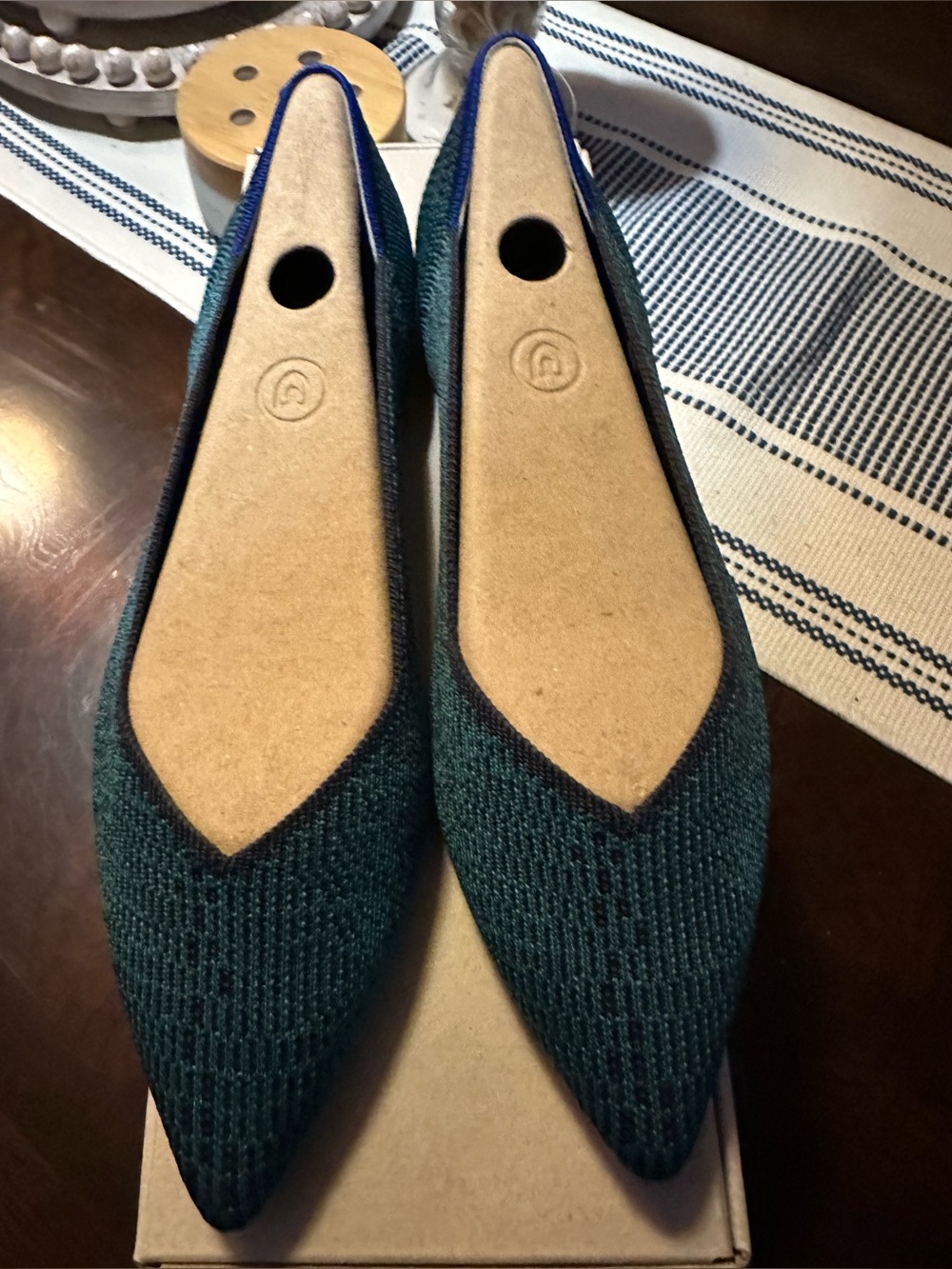 Rothy’s Spruce Python Points Knit Flats in Teal Size 9.5